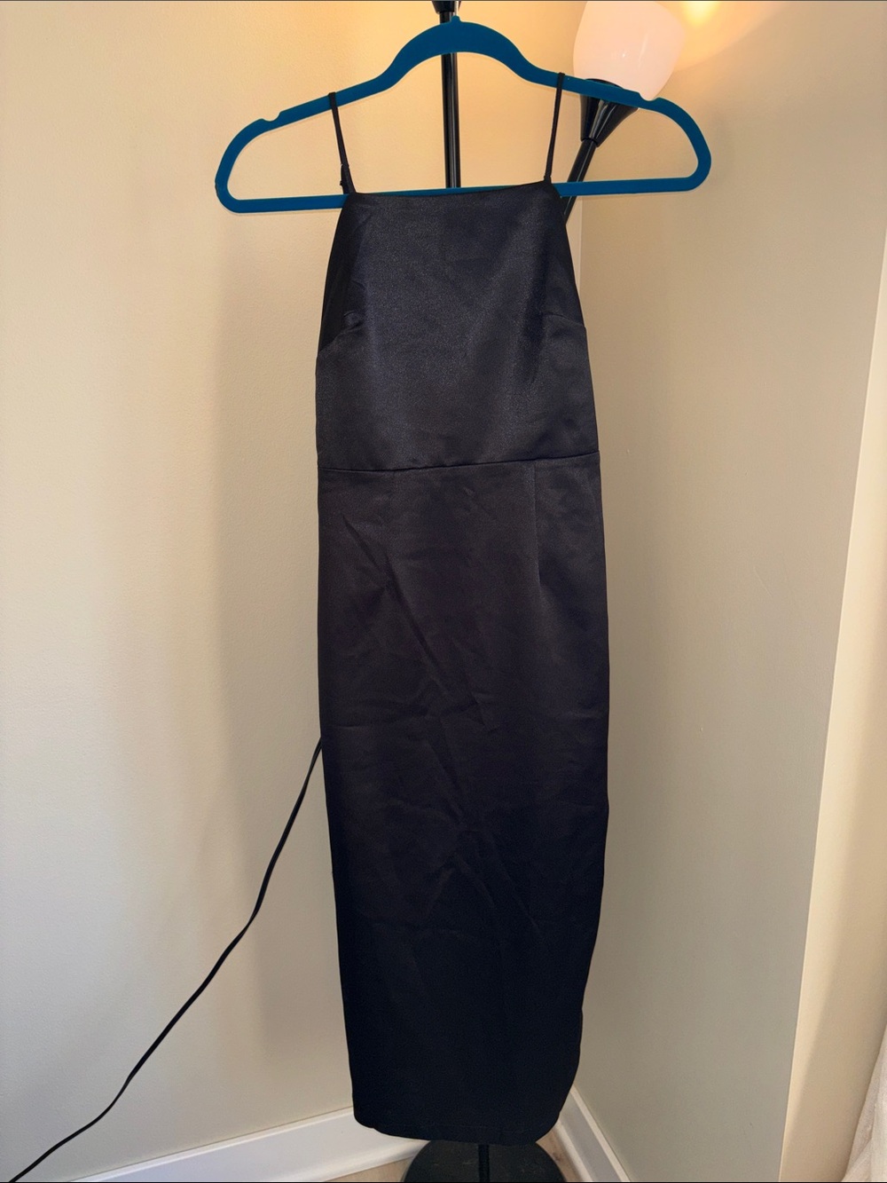 Lulu's Black Satin Dress
